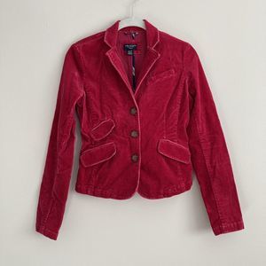 American Eagle Outfitters Womens Red Corduroy Jacket Size XS Stretch Casual